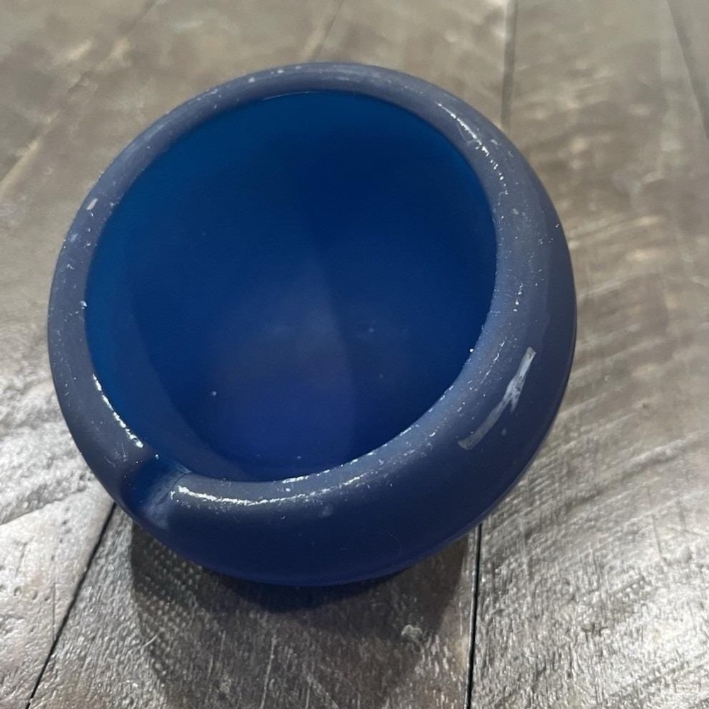 Viking Glass Orb‎ 4" Ashtray Satin Blue MCM Vintage Vintage Cigarette